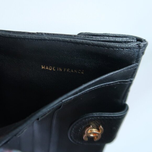 Chanel Black Caviar Leather Quilted Coin & Card Holder Wallet Luxury Designer - Picture 6 of 14